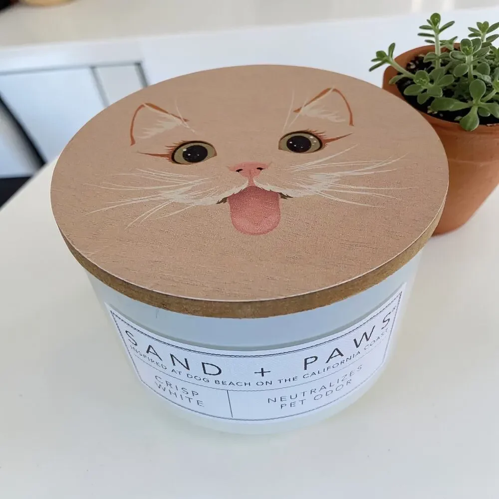 New Sand + Paws Cat Crisp White Fragrance Scented Pet Odor Neutralize Wax Candle